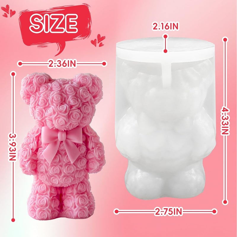 ZQYSING Standing Rose Bear Silicone Molds, 3D Cute Rose Bear Molds for Soap Candles Wax Epoxy Resin Casting Home Decor Valentine/Mother' Day/Wedding/Anniversary/Birthday Gifts - Image 5